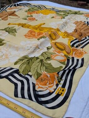 Ettore Bugatti 100% Silk rare driving head and neck scarf designer Made in Italy